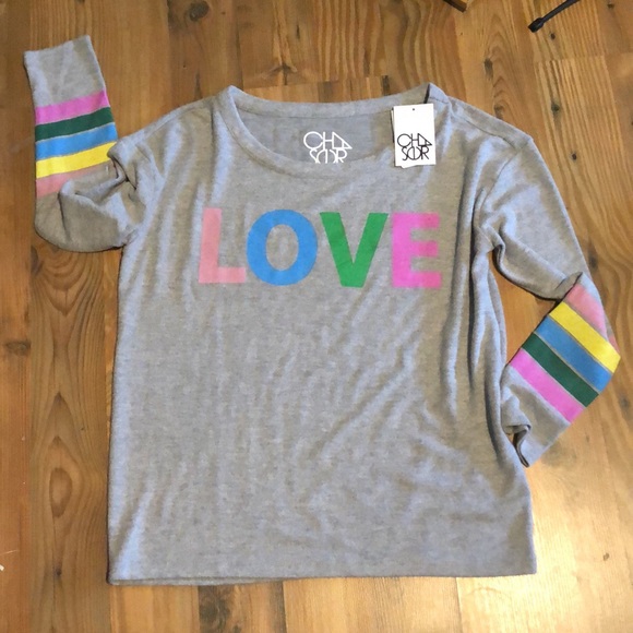 🆕Anthro Chaser Rainbow Stripe Love Knit Pullover - Picture 2 of 7